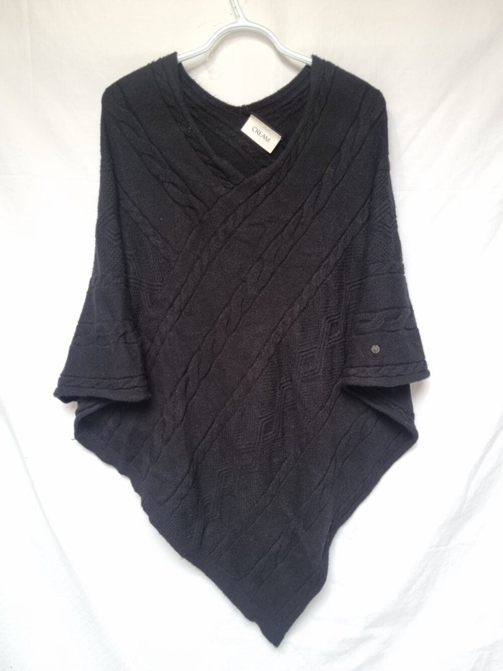 CREAM Knit Poncho Sweater – Dark Charcoal